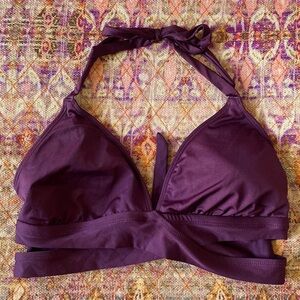 Kona Sol,wrap bikini swimwear/swimsuit top, in purple,padded removable c…